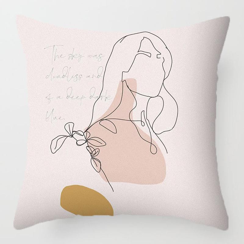 Morandi Abstract Artistic Patterns Throw Pillow Cover with Short Plush Print for Living Room Sofa Decoration Cushion Cover