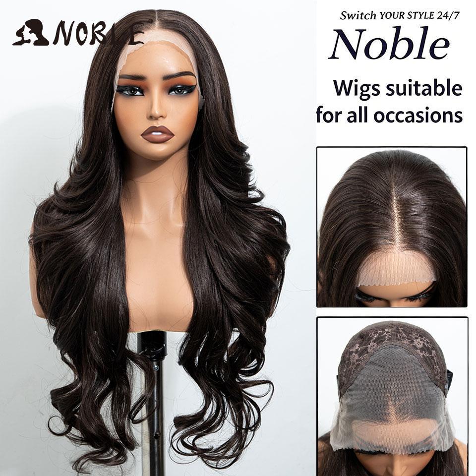 Noble Synthetic Lace Front Wigs For Women 28 Inch Curly Ash Blonde Highlight 13x4 Body Wave Silk Base Lace Wig Cosplay Daily Wig