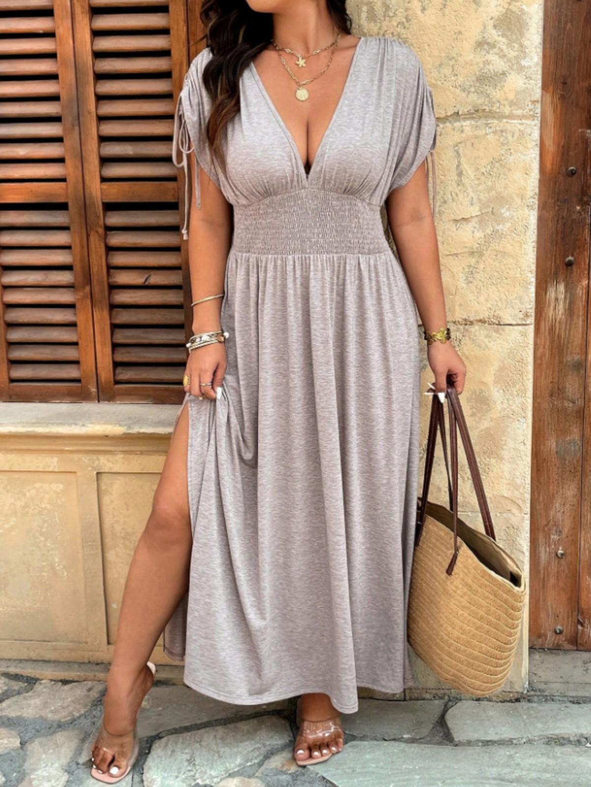 

Plus Size Dress Summer V Neck Dress XL