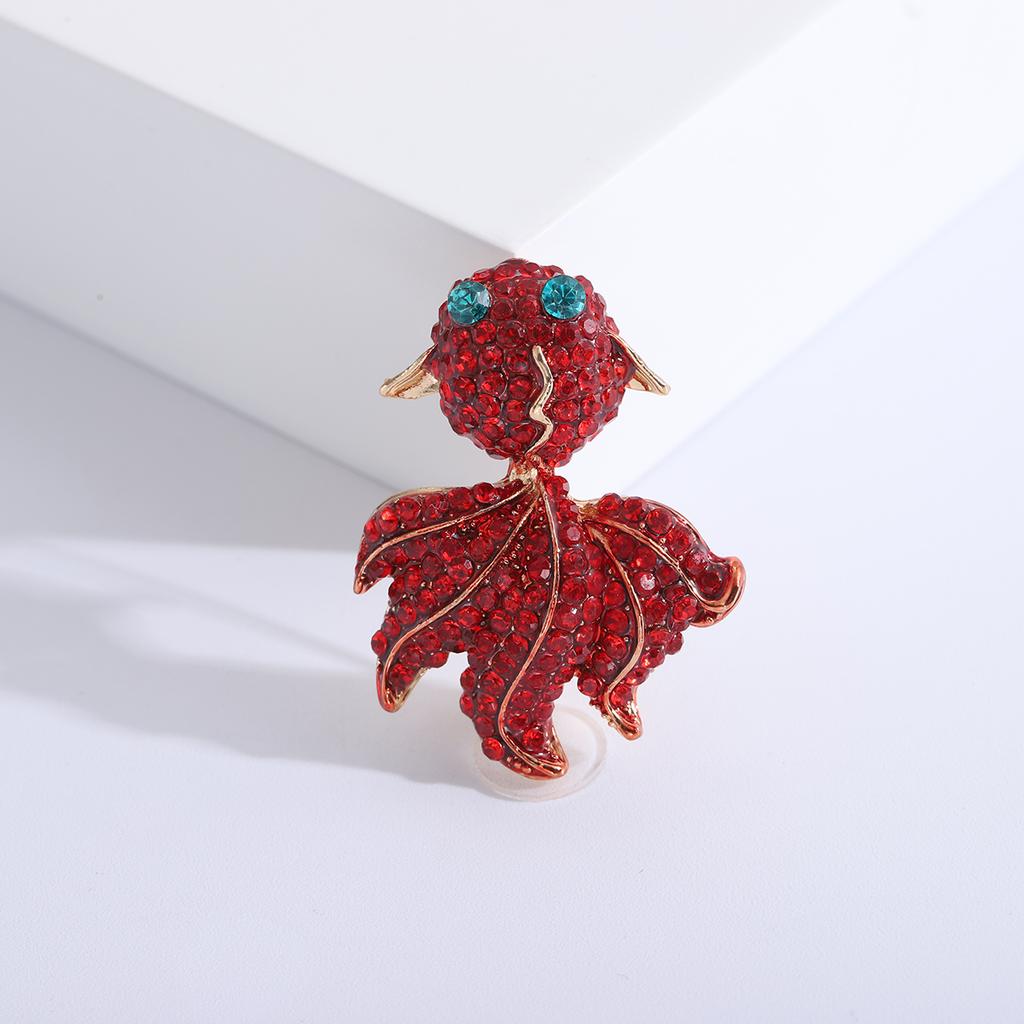 Rhinestone Goldfish Brooches for Women Enamel Sea Animal Pins Event Party Funny Luxury Backpack Decoration Clothes Accessories