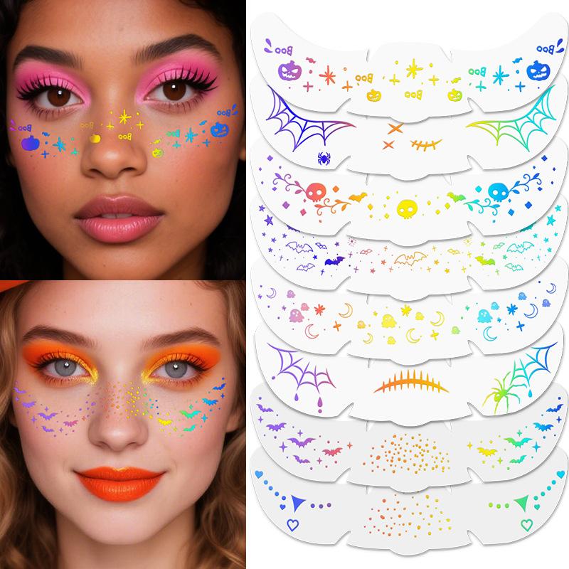 Halloween Face Sticker Simulated Freckle Tattoo Sticker Waterproof Cartoon Children'S Cute Makeup Sticker