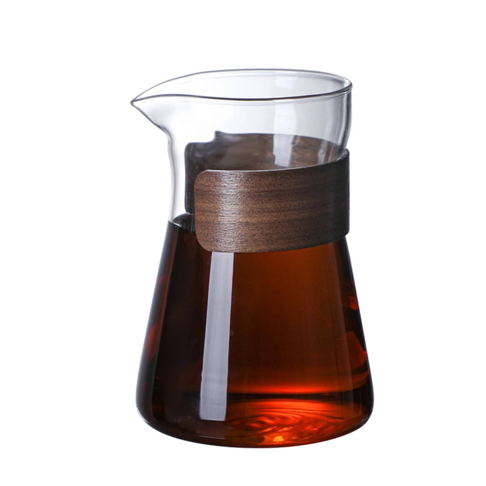 

JIKANNOYA Coffee Pot, Unbreakable, High-Boron Silica Glass, Heat-Resistant, Heat-Stovetop, Cold-Resistant, Walnut Wood, Coffee Server, Transparent,