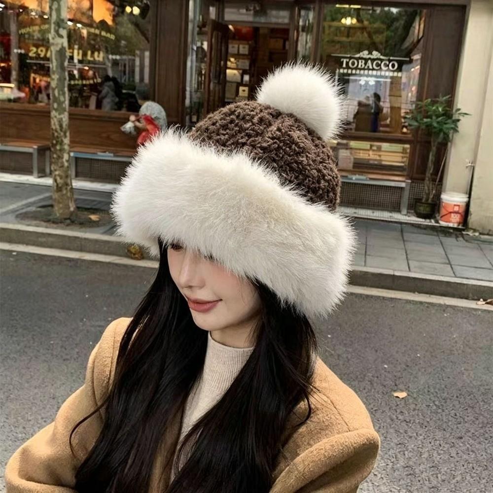 Thick Plush Plush Winter Hat Ear Covering Faux Fur Hats Gifts Basin Hats  Women