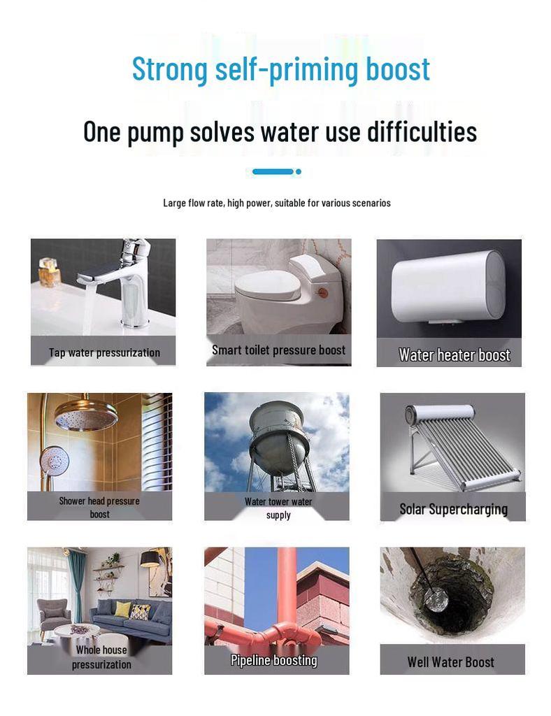 220V Household Automatic Hot & Cold Water Booster Pump for Faucets & Wells