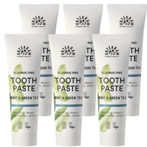 Urtekram Mint and Green Tea Toothpaste, 75ml, Set of 6