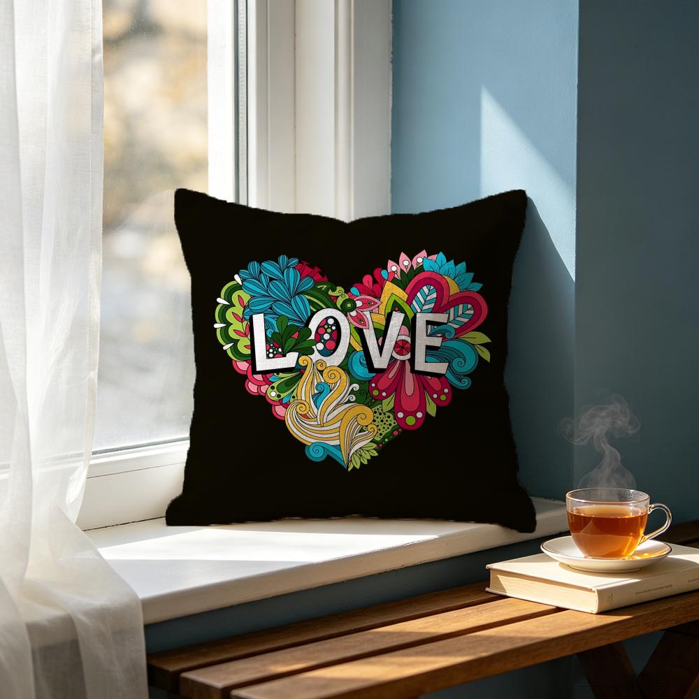 CColorful Heart Floral Love Text Cushion Cover Cushion Cover Set Pcs x x x Pillowcase Decorative Sofa Home Decor