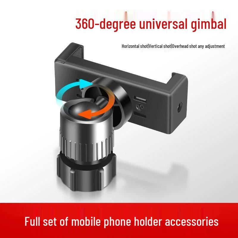 Universal Dual-Position Rotating Phone Clamp: 360° Pan-Tilt Live Broadcast Accessory Single bar phone clamp