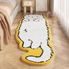 VIKAMA Cartoonish Cute Cat Bedroom Carpet, Living Room Sofa Cushion, Soft and Fluffy Long Strip Bedside Blanket, Home Decoration