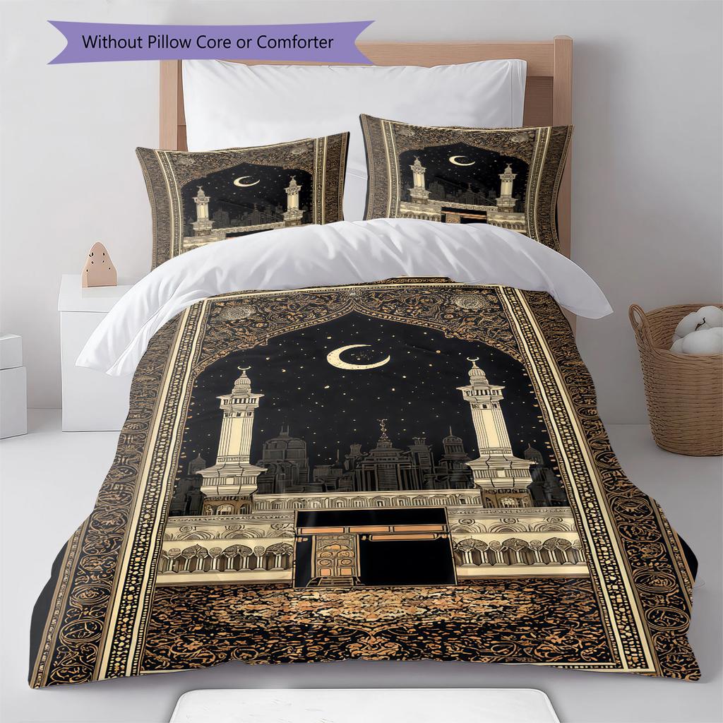 Muslimisches Muster Bettwäsche, Bettdecken-Set Bettdeckenbezug Kissenbezug Zuhause Geburtstagsgeschenk (1 Bettbezug + 2 Kissenbezüge, ohne Füllung)