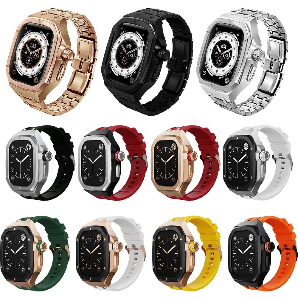 Kit di Modifica di Lusso per Apple Watch Ultra 2/Ultra 49MM Cinturino+Cassa in Acciaio Inossidabile per IWatch Serie 49mm Accessori