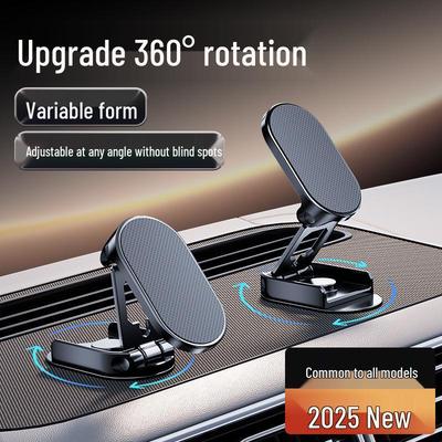 Soporte Magnético para Teléfono de Coche con Rotación de 360°, Diseño Plegable para Salpicadero, Montaje Adhesivo