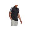 Adidas FW22 Solid Color Logo Print Striped Short Sleeve Polo Shirt Men Tops Black GK9097