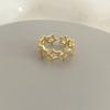 Retro Gold Star Ring: Versatile Temperament Design with Paved Zircon, Open Sweet Cool Style.