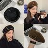 Cute Sweet Beret For Women In Chestnut Brown Or Black With Metal Chain Accent