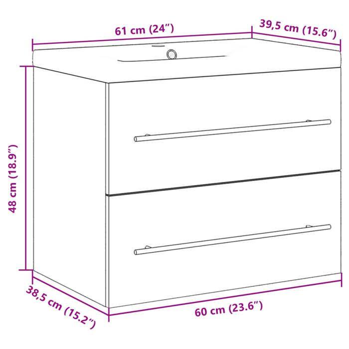 VidaXL Ensemble De Meubles De Salle De Bain 2 Pcs Gris Béton, Armoire De Salle De Bain, Meuble De Salle De Bain, Meuble 3324920