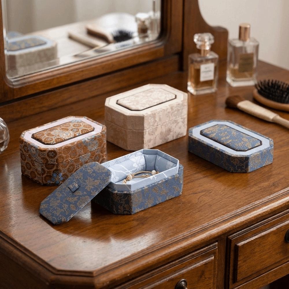 Hard Shell Brocade Jewelry Box Multiple Colors Bangle Storage Box Women Jewelry Storage