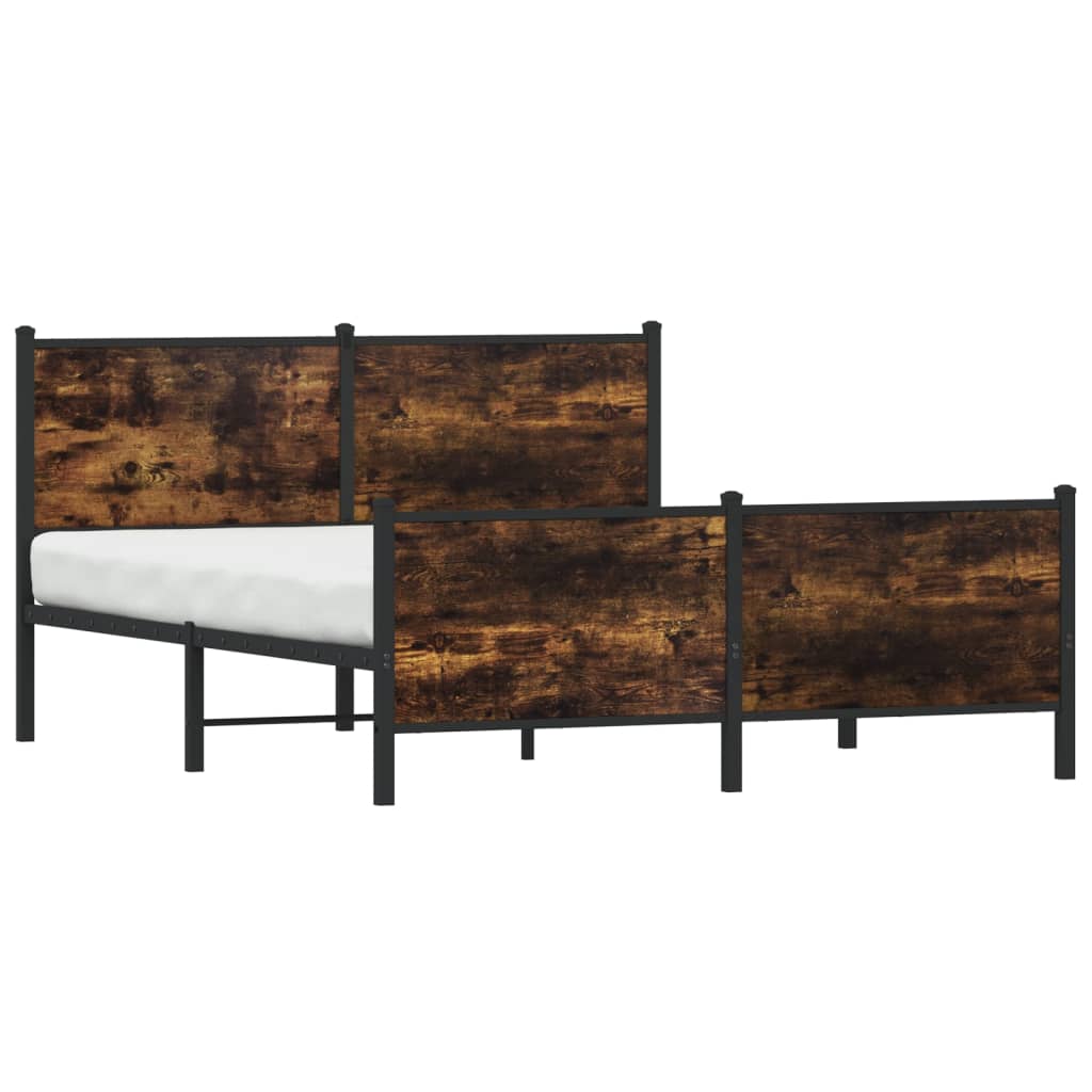 Vidaxl Metalowa Rama Łóżka, Bez Materaca, Przydymiony Dąb, 140X190 Cm