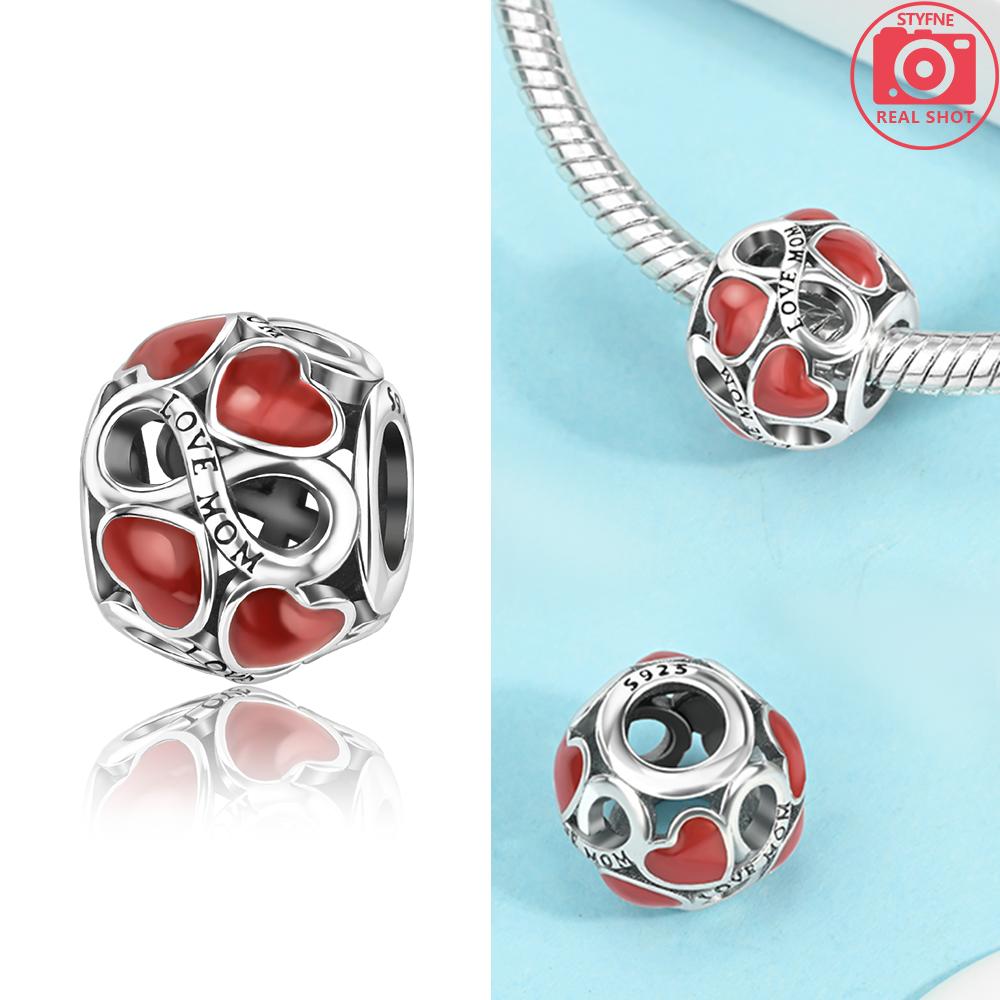 Charm Bead Charms copper Authentic Red Zircon Heart Love Couples Infinite Bead Charms Compatible With Bracelets Women Jewellery Diy Valentines Day Fi