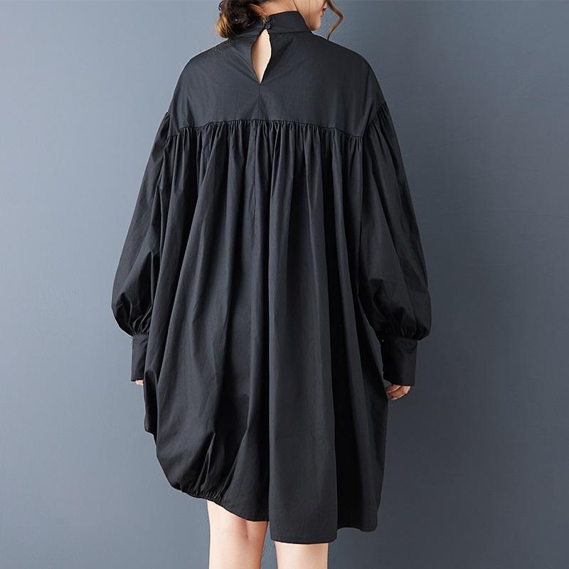 Long Sleeve Plus Size Black Vintage New In Dresses for Women Spring Autumn Casual Loose Mini Short Dress