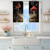 2pcs Dark Mushroom Printed Curtain for Home Decor - Rod Pocket Window Treatment for Bedroom,Office,Kitchen,Living Room,and Study