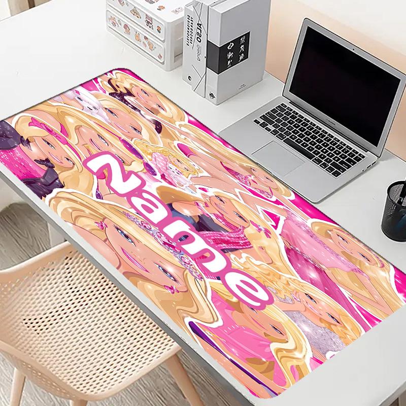 Custom Name Personalized Barbie Pattern Mousepad, Laptop PC Desk Mat, Decorative Desk Mat for Home Keyboard Pad Gift