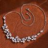 ZAKOL Exquisite Fashion Leaf Shape Micro-set Zircon Pendant Necklace For Women Simple Temperament Bridal Wedding Party Jewelry