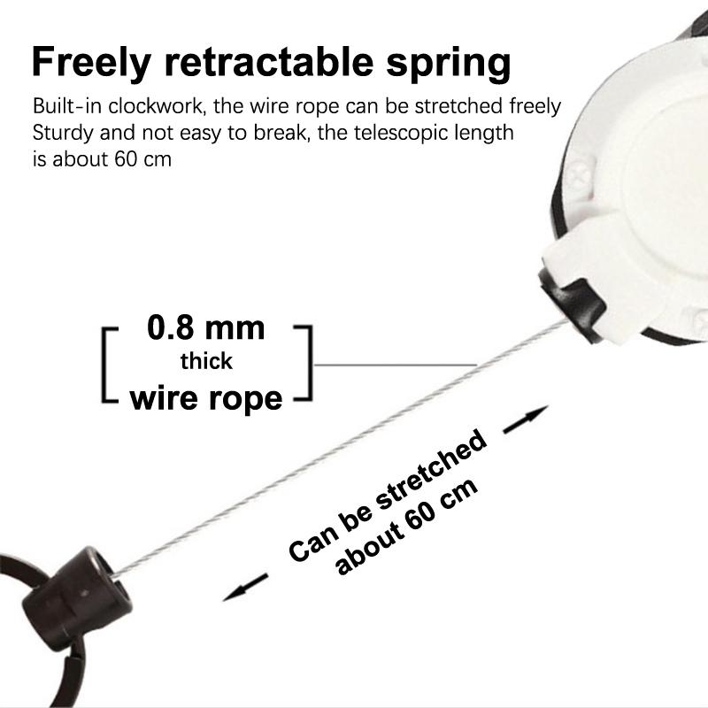 1 st Stöldskydd Metall Lätt att dra i Spänne Rep Elastisk Nyckelring Sportig Infällbar Nyckelring Förlora Inte Skidpass ID-kort
