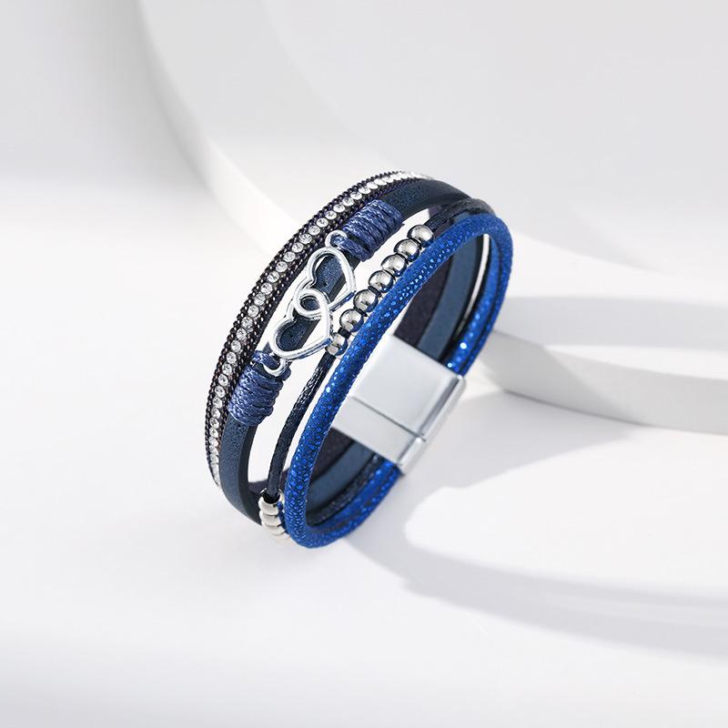 Multi Layer Leather Bracelet for Women Heart Accessories  Stylish Ladies Hand Jewelry Gift