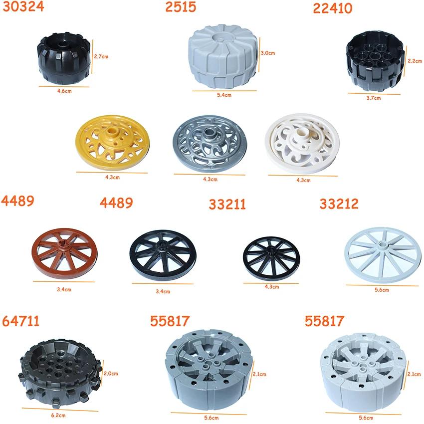 Non-Toxic Tire Wheel Cross Hole Car Truck Wheels Hub Hard Plastic Technical Bricks Moc Motorcycle Tyre & Rim Construction Building Blocks