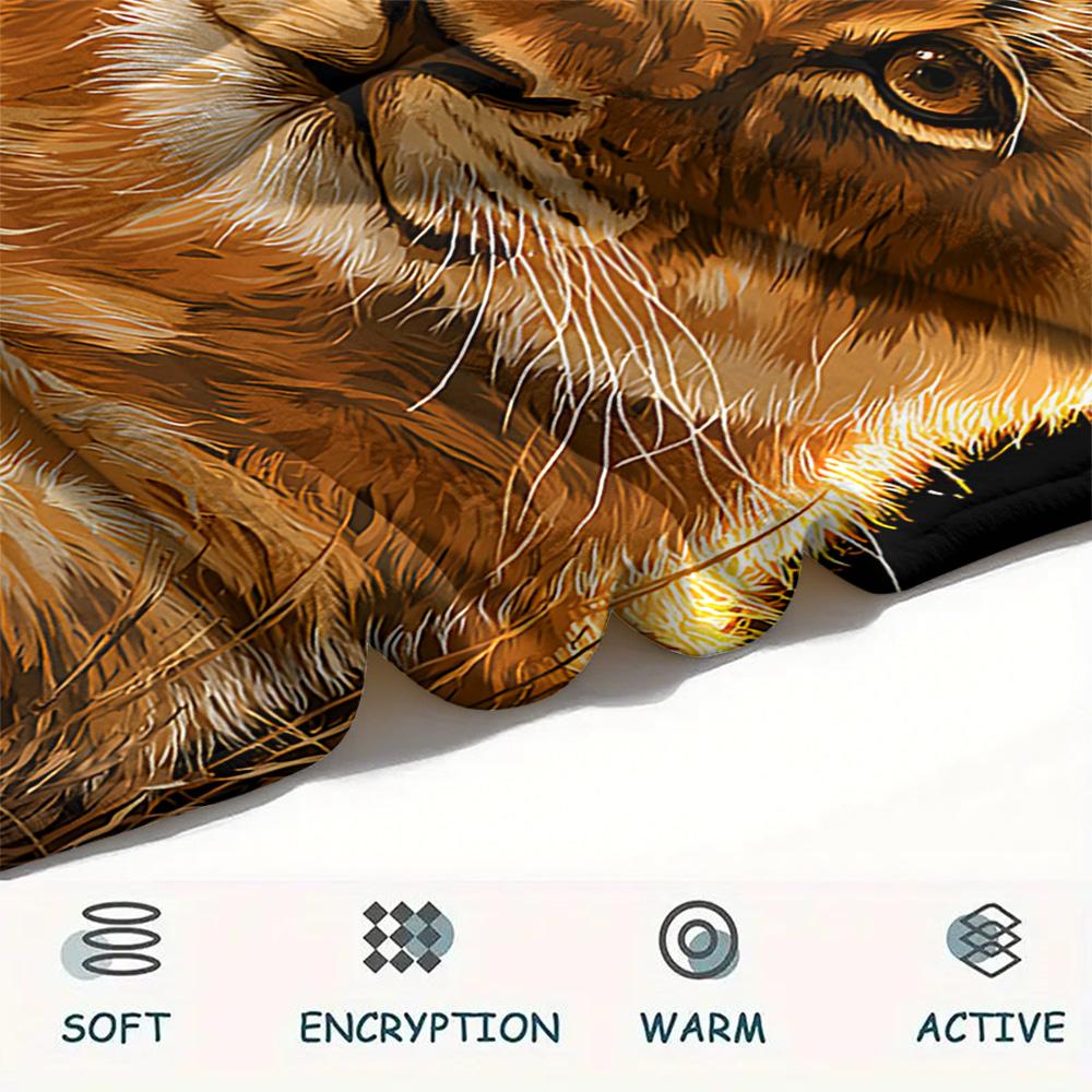 Lion Cub Print Flannel Blanket, High Quality Comfortable for All Seasons, Home Decor, Warmth and Comfort, Perfect for Christmas Gifts