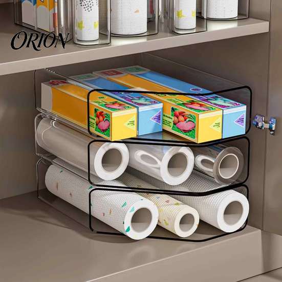 Multipurpose Storage Bins Kitchen Cling Film Organizer, Space Saving Durable Box, Large Dorm Room Essentials Capacity Vertical Bin, for Food Foil And