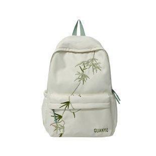 Schoolbag National Style School Bag Female College Student Simple Solid Color Bamboo Computer Backpack Lightweight Large Capacity Junior High School