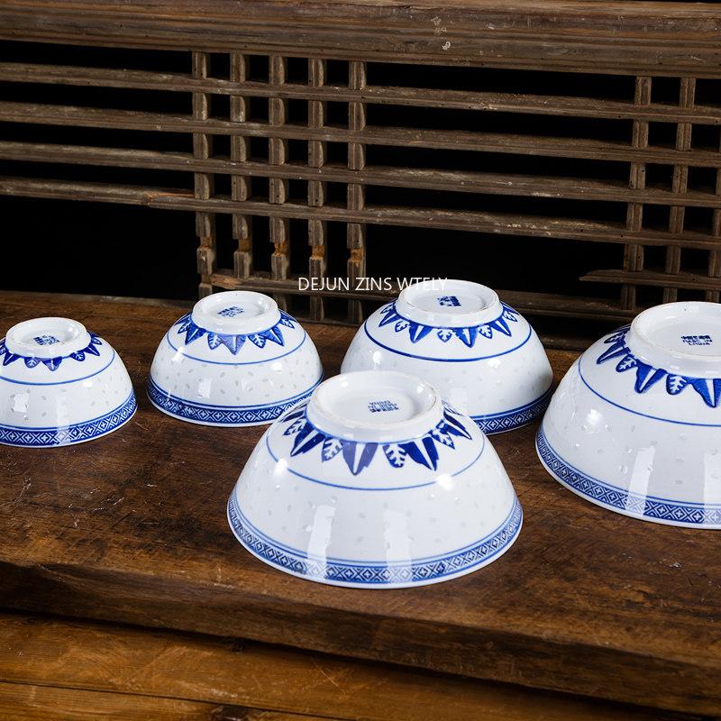 Ceramic Tableware Jingdezhen Blue and White Porcelain Ramen Soup Bowl Chinese Rice Bowls Dragon Pattern Vintage Dinnerware