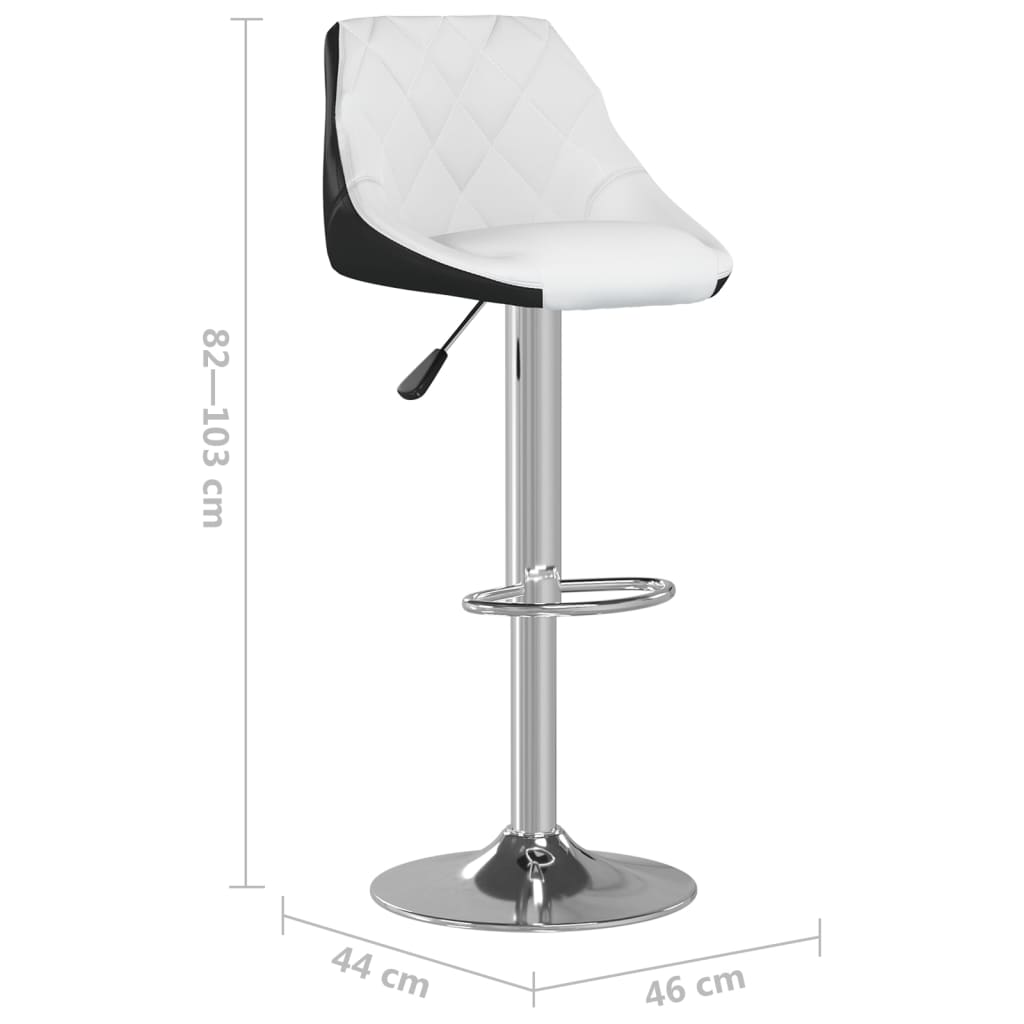 Bar Stool Set 2 Pcs White and Black Faux Leather