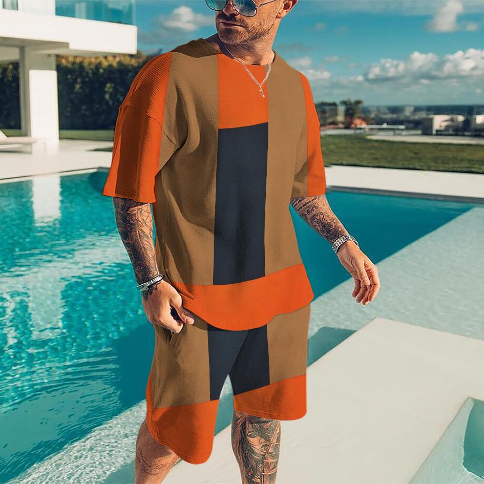 Sommer Herren T-Shirt Shorts Jogginganzug Persönlichkeit 3D Gedruckt Übergroß Herren Kleidung Outfits O-Ausschnitt Lässig Trainingsanzug 2-teiliges Set