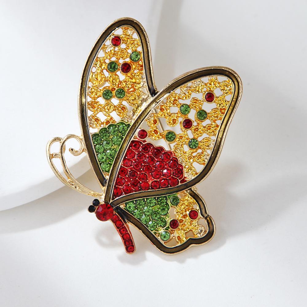Luxury Colored Diamond Butterfly Brooch Creative Universal Design Women's Temperament Corsage Versatile Daily Clothing Pin Accessories