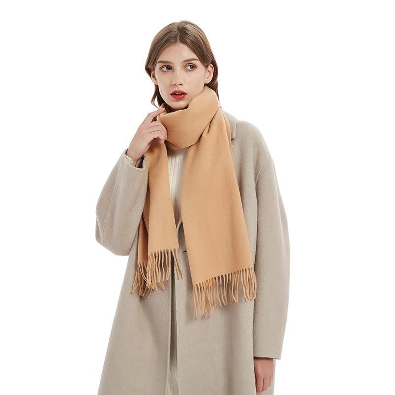 180X32Cm Autumn And Winter Classic Pure Wool Scarves With Tassel Large Thick Tippet Warm Hijabs High Quality Wool Scarf