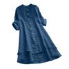 Scollo a O Bottoni Maniche Arrotolabili Orlo Asimmetrico Camicia da Donna Estiva Monocolore Lunghezza Media Sottile Abbigliamento Femminile