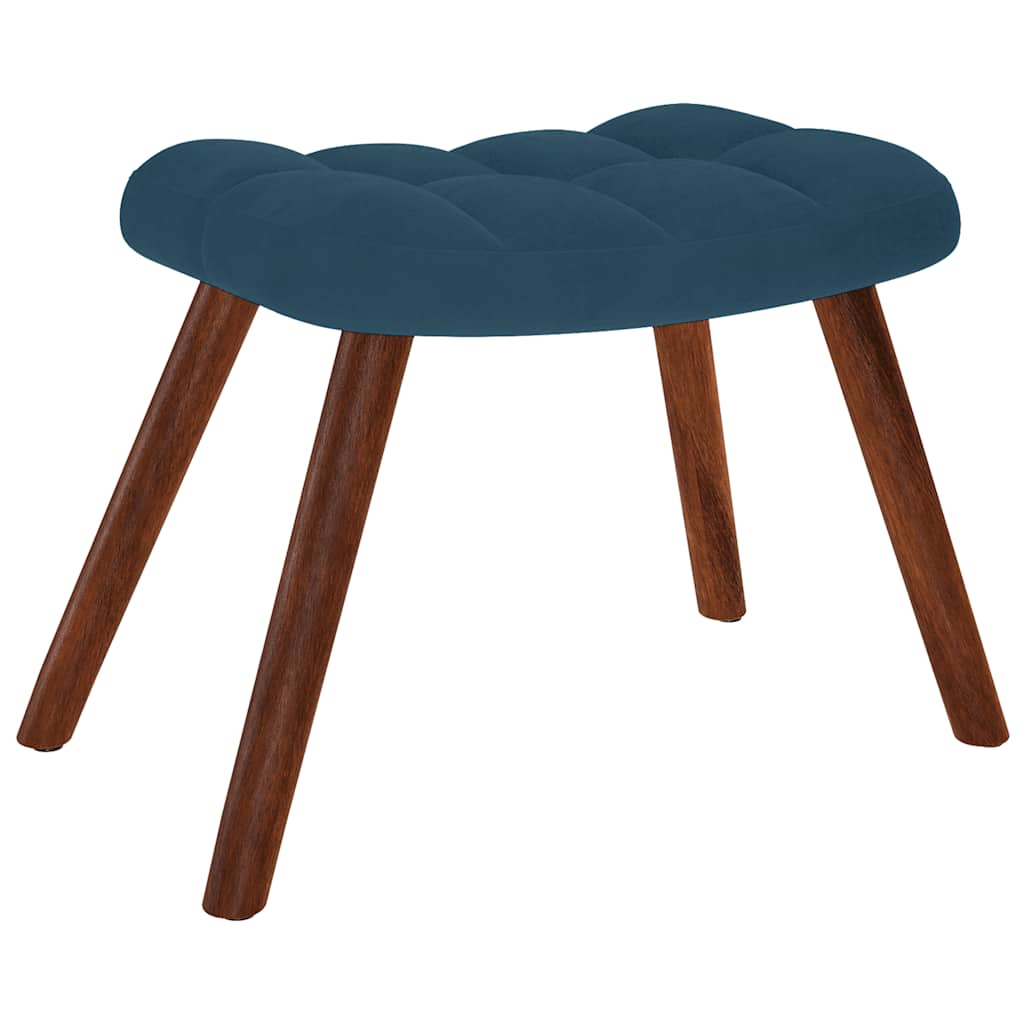 Rocking Chair with Footstool Blue Velvet