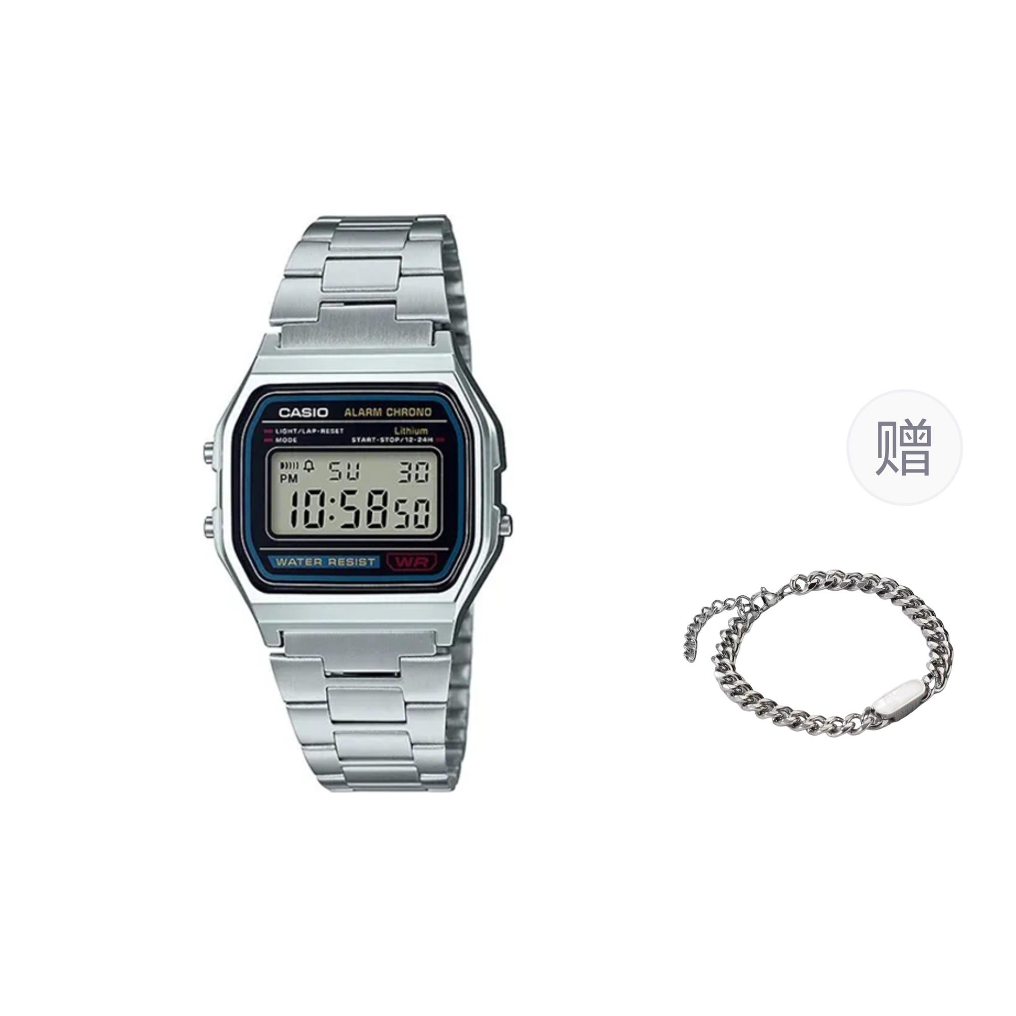CASIO Women s Black Watch A158WA-1- Silver