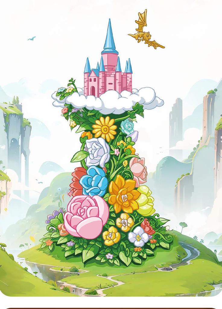 ZheGao Sprout Bear Building Blocks Girl's Castle Music Box Gift