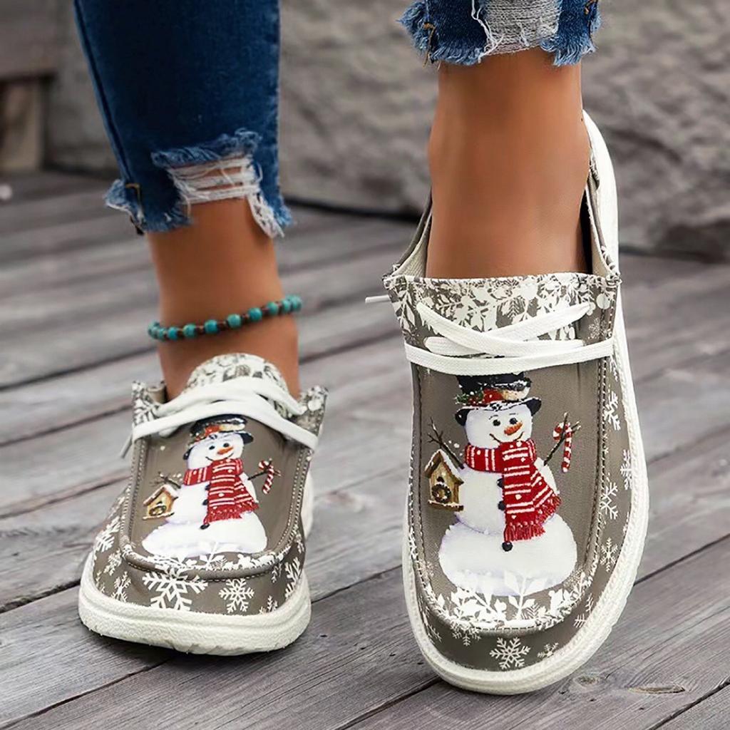 European and American Christmas snowman elf casual single shoes light large size shallow mouth new style