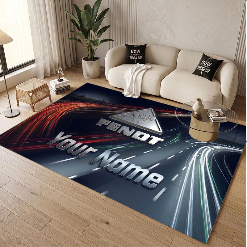 Custom Rug Fendt Pattern Print Name Text Soft Non‑Slip Floor Carpet for Home Indoor Decoration