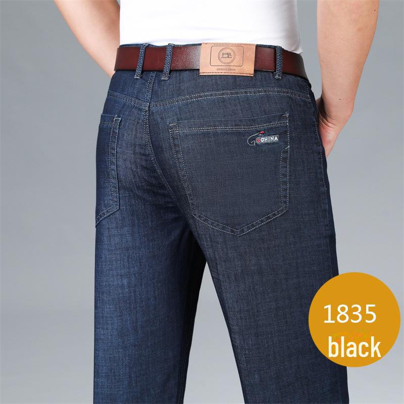 

Мужские модные эластичные джинсы прямого кроя Ice Silk — мягкие и удобные для делового повседневного ношения для людей среднего возраста 35 (28 inches) 170 jin