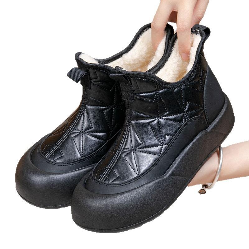 Damskie zimowe buty w stylu pekińskim, pluszowo wyściełane, antypoślizgowe śniegowce, ciepłe botki do kostki z antypoślizgową podeszwą, wygodne dla kobiet