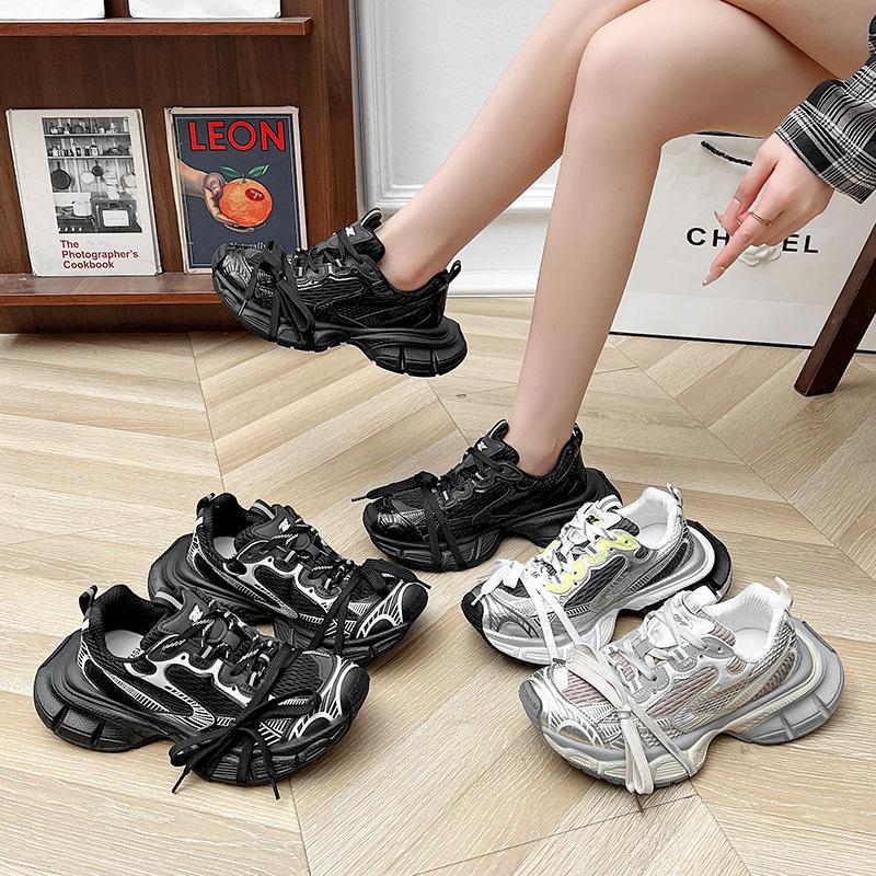 Alte Retro-Plateau-Paris-Dad-Schuhe für Damen 2025 Sommer neue Leder-Mesh atmungsaktive Sport- und Freizeitschuhe