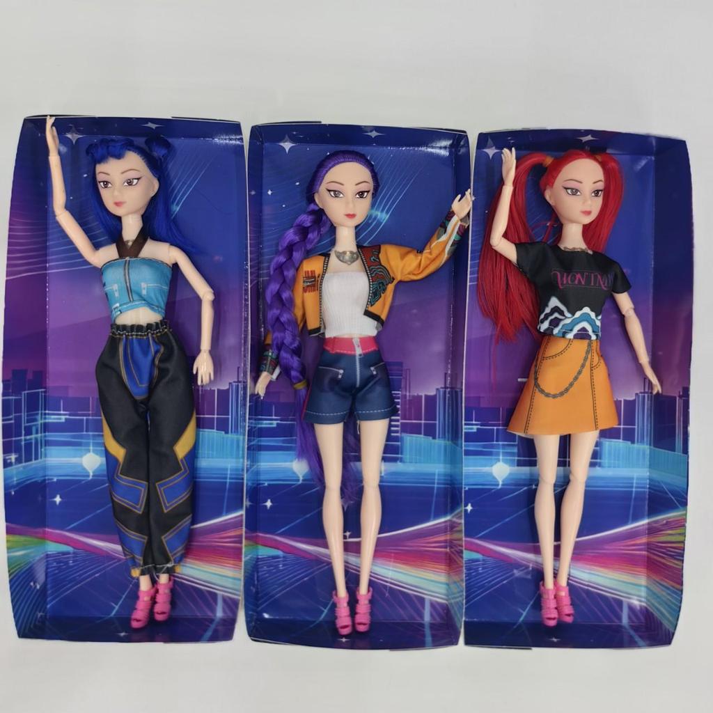 Demon Avcısı K-POP Kız Grubu Bebekleri: Müzikli Işıklı Peluş Figürler