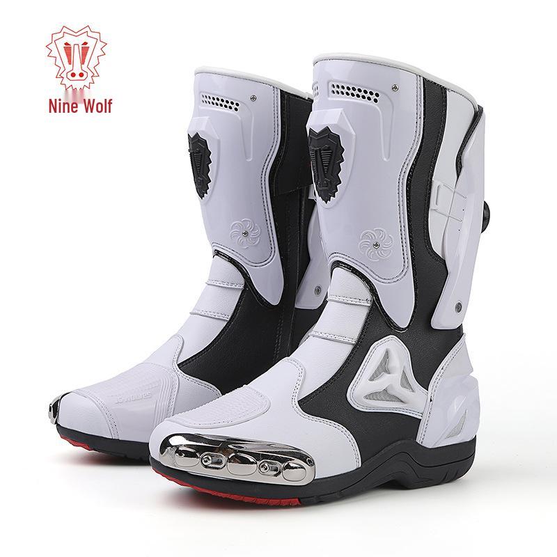 Unisex High-Top Off-Road Motorcycle Riding Boots with Rotary Buckle