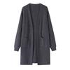 Dames Lange V-hals Cardigan Trui Losse Pasvorm Casual Chic Bovenkleding In Effen Kleuren