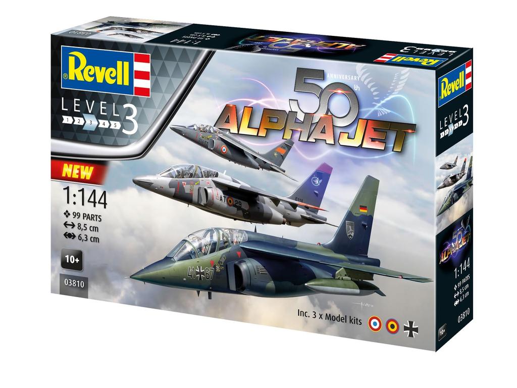 German Revell 1/144 Alpha Jet 50th Anniversary Set of 3 Plastic Model Kits 03810
